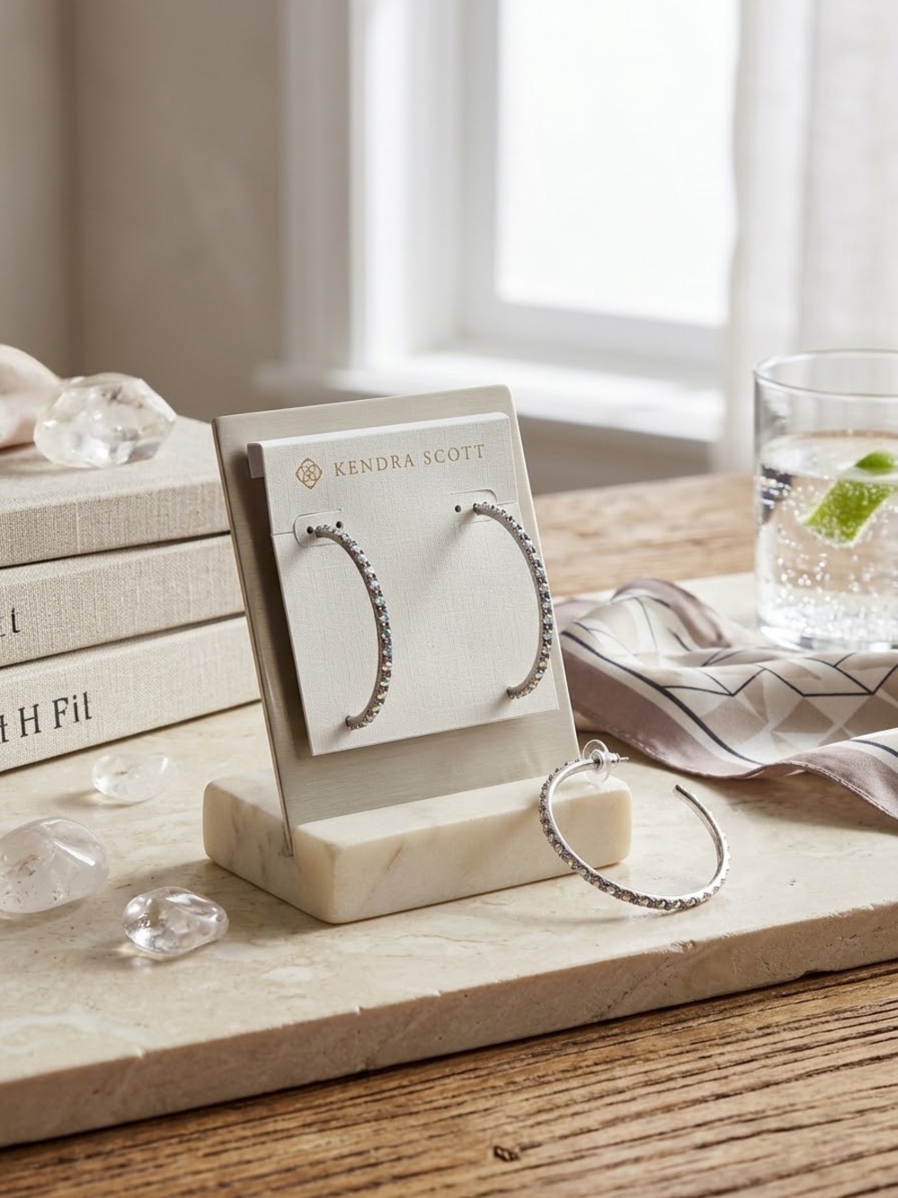 Kendra Scott Silver Crystal-Embellished Hoop Earrings
